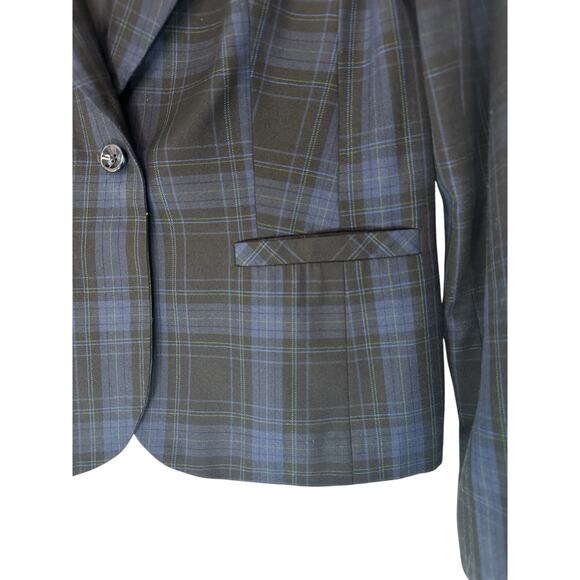Chadwicks Blue Plaid Preppy Dark Academia Office Career Work Blazer Size 12 - Picture 5 of 12